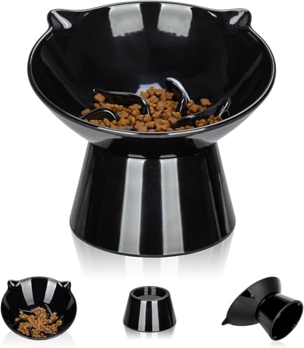 Futternapf für Katzen, langsames Fressen, erhöhter Katzennapf, leicht zu reinigen, interaktives Labyrinth-Design, langsamer Futternapf für Katzen und kleine Hunde, Schwarz von vootun