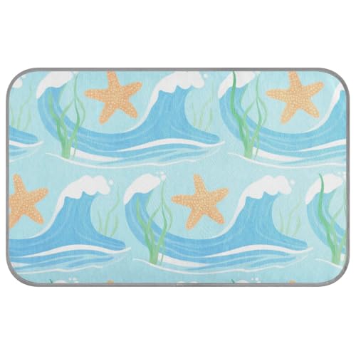 Blue Ocean Waves Sommerbetten für Indoor-Katzen, selbstkühlend, 96,5 x 58,4 cm, Kühlmatte für draußen, für Haustiere, Reisen, einzigartige Mantas frías para perros M von voucong