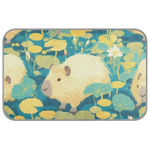 Capybara Sommer-Kühlmatte für Katzen, selbstkühlend, 96,5 x 58,4 cm, Haustier-Kühlbett für Kätzchen, gemütlich, schlafend, weich, Esterilla Refrescante Para Perros, Größe M, Grün von voucong