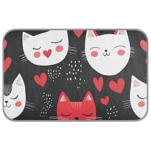 Cat French Art Valentine Cartoon Sommer Haustier Kühlmatte für Katzen, selbstkühlend, 96,5 x 58,4 cm, Outdoor-Kühlmatte für Kaninchen, Indoor-Essentials Tapete Refrescante Para Mascotas M von voucong