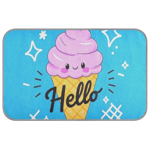 Hello Cartoon süßes rosa Eiscreme-Hundebett für den Sommer, selbstkühlend, 96,5 x 58,4 cm, kühlende Matte für Welpen, gemütliches Schlafen, tragbar, Manta, Refrescante Para Perro M von voucong