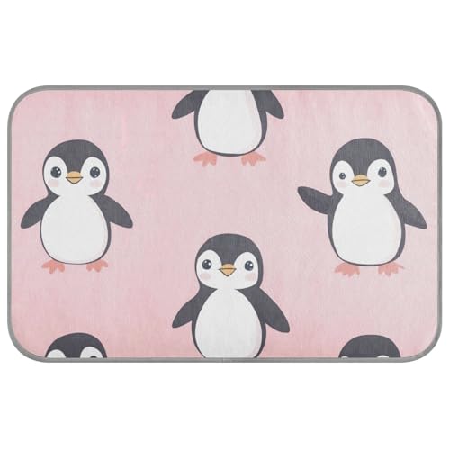 Hundebett, Motiv: Cartoon-Pinguin, selbstkühlend, 96,5 x 58,4 cm, Outdoor-Kühlkissen für Welpen, Outdoor, abnehmbar, Esterilla, Refrescante Para Perros, Größe M, Rosa von voucong