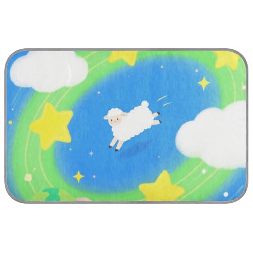 Hundematte für den Sommer, niedliches Cartoon-Schaf, selbstkühlend, 96,5 x 58,4 cm, kühlendes Bett für Hunde, weich, Esterilla, Refrescante Para Perros M von voucong