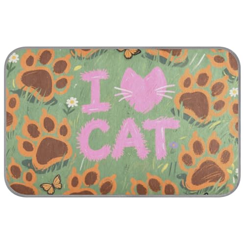 I Love Cats Haustierbett für Katzen, selbstkühlend, 96,5 x 58,4 cm, Gel-Kühlkissen für Haustiere, gemütlich, schlafend, weich, Esterilla, Refrescante Para Perros, Größe M, Grün von voucong