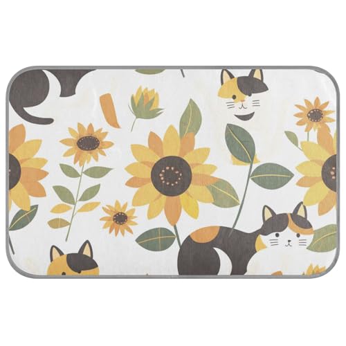 Katzenmatte mit niedlicher gelber Sonnenblumenkatze für den Sommer, selbstkühlend, 96,5 x 58,4 cm, kühlende Betten für Hunde im Innenbereich, Durablapete Refrescante para mascotas M Katzenmatte mit niedlicher gelber Sonnenblumenkatze für den Sommer, selbstkühlend, 96,5 x 58,4 cm, kühlende Betten für Hunde im Innenbereich, Durablapete Refrescante para mascotas M von voucong