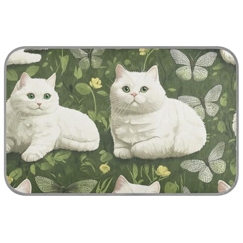 Kühlkissen für Hunde, Motiv: niedliche weiße Katzen, selbstkühlend, 96,5 x 58,4 cm, für Chihuahua, Innenbereich, Mantas, Frías, Para, Perros, M von voucong