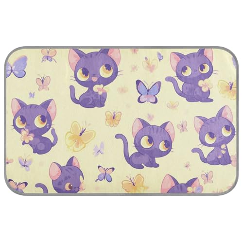 Kühlmatte für Hunde, Motiv: kleine Katze, Schmetterlinge, selbstkühlend, 96,5 x 58,4 cm, für Kaninchen, Reisen, weich, Cama Fria Para Perro M, Violett Kühlmatte für Hunde, Motiv: kleine Katze, Schmetterlinge, selbstkühlend, 96,5 x 58,4 cm, für Kaninchen, Reisen, weich, Cama Fria Para Perro M, Violett von voucong