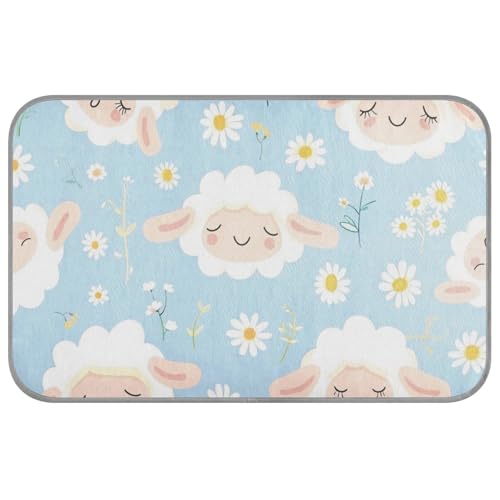 Kühlmatte für Hunde, Motiv: schlafendes Schaf, Cartoon, selbstkühlend, 96,5 x 58,4 cm, für Welpen, draußen, faltbar, Größe M, Blau Kühlmatte für Hunde, Motiv: schlafendes Schaf, Cartoon, selbstkühlend, 96,5 x 58,4 cm, für Welpen, draußen, faltbar, Größe M, Blau von voucong