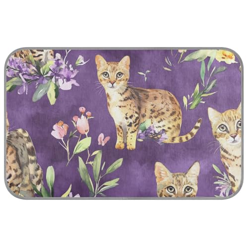 Lustige Savannah-Katzendecke, selbstkühlend, 96,5 x 58,4 cm, Haustier-Kühldecke für Kaninchen, Indoor-Essentials, Manta, Fria, Para, Perros, Größe M, Violett von voucong