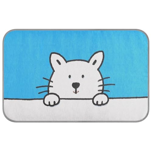 Minimalistische Stickfigur, Katze, weiß-blau, Sommermatten für Hunde, selbstkühlend, 96,5 x 58,4 cm, Bett für draußen, für Schweine, Indoor-Essentials, Tapete Enfriador Para Perros M Minimalistische Stickfigur, Katze, weiß-blau, Sommermatten für Hunde, selbstkühlend, 96,5 x 58,4 cm, Bett für draußen, für Schweine, Indoor-Essentials, Tapete Enfriador Para Perros M von voucong