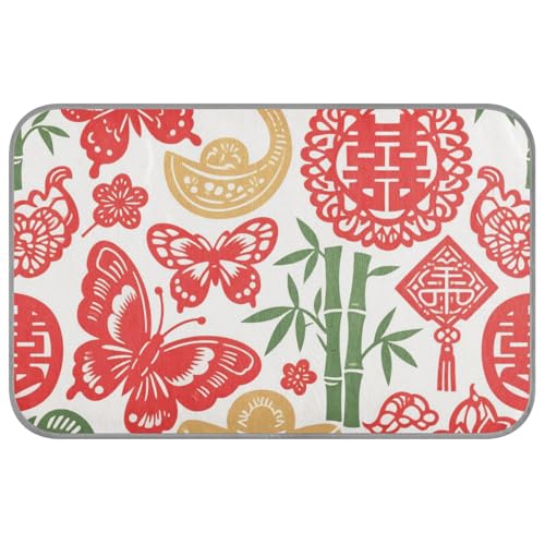 Paper Cut Chinese Elements Red Summer Hundebett waschbar, selbstkühlend, 96,5 x 58,4 cm, Haustierkühlung für Tiere, Outdoor, weiches Klebeband, Größe M von voucong