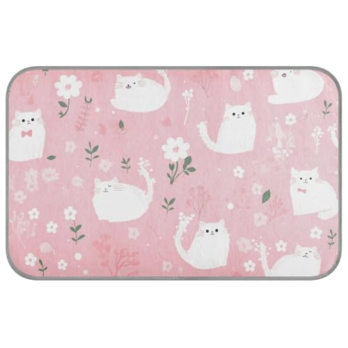 Pfirsichfarbene süße weiße Katzen, Frühlings- und Sommermatte für Outdoor-Katzen, selbstkühlend, 96,5 x 58,4 cm, Betten für draußen, für Huhn, gemütliches Schlafen, rutschfest, Esterilla Refrescante Pfirsichfarbene süße weiße Katzen, Frühlings- und Sommermatte für Outdoor-Katzen, selbstkühlend, 96,5 x 58,4 cm, Betten für draußen, für Huhn, gemütliches Schlafen, rutschfest, Esterilla Refrescante von voucong