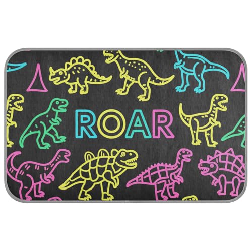 Roaring Dino Sommerbetten für Outdoor-Katzen, selbstkühlend, 96,5 x 58,4 cm, Eiskissen für Kaninchen, Outdoor, schnurlos, Camas, Frias, Para, Perros, M, fluoreszierend, Gelb / Grün / Schwarz von voucong