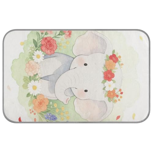 Sommer-Pad für Katzen, selbstkühlend, 96,5 x 58,4 cm, Outdoor-Kühlkissen für Hamster, Innenbereich, nicht-elektrische Camas, Frias, Para, Perros, M, Cartoon-Elefant, Grün von voucong
