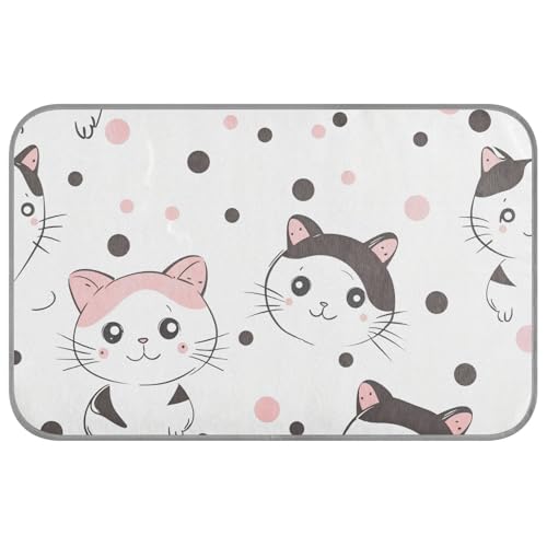Sommermatte für Hunde, gepunktet, süße Katze, große Augen, selbstkühlend, 96,5 x 58,4 cm, Haustierladen, coole Haustierunterlage für Kätzchen, draußen, nicht elektrisches Klebeband, Größe M von voucong