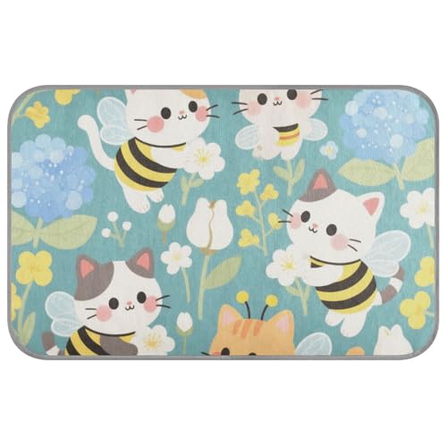 Süßes weißes Bienenkatzen-Sommer-Katzenbett für draußen, selbstkühlend, 96,5 x 58,4 cm, Kühlmatte, Gel für Welpen, draußen, Cutapete enfriador para perros M von voucong
