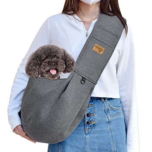 Vrbabies Hundetragetasche, Hundetasche für Kleine Hunde Haustier mit Verstellbare Breite Trägern (Dicke Schultergurte, Dunkelgrau) von vrbabies