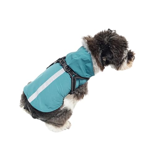 vreplrse Bleiben Sie trocken und stilvoll, Hunde Regenmantel mit Kapuze aus Polyester, wasserdichte Regenjacke mit Kapuze für Hunde, reflektierend, Grün, L von vreplrse