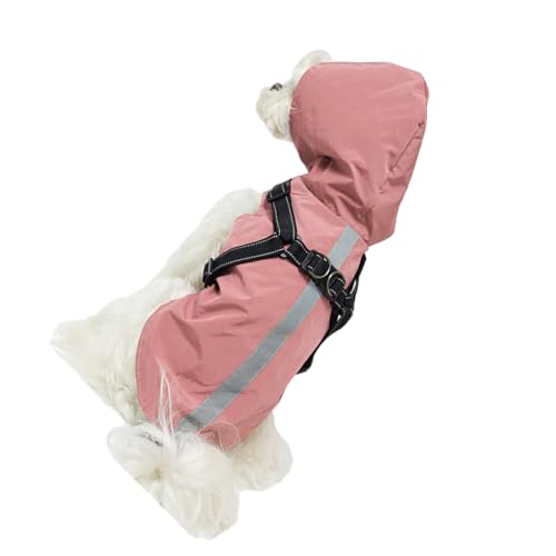 vreplrse Bleiben Sie trocken und stilvoll, Hunde Regenmantel mit Kapuze aus Polyester, wasserdichte Regenjacke mit Kapuze für Hunde, reflektierend, Rosa, 3XL von vreplrse