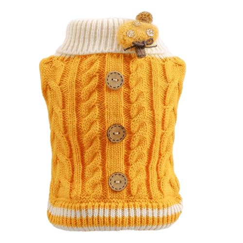 vreplrse Gestrickte warme Winter Hundekleidung bleibt die ganze Saison über kuschelig warm und niedlich. AcrylicFibers Hunde Winterpullover Hundepullover, Gelb, M von vreplrse