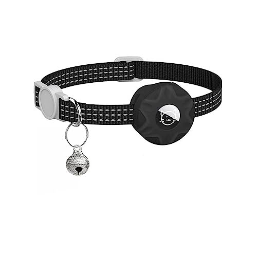 vreplrse Haustier Halsband für Kleintiere, verstellbar, Polyester, wasserdicht, Halskette, Zubehör, Ersatz für Airtag, Schwarz von vreplrse