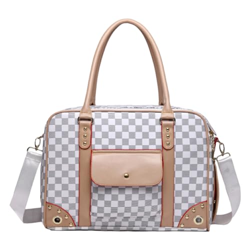 vreplrse Haustier Hundetragetasche, atmungsaktives Mesh für bequemes und sicheres Reisen, PU Haustier Hundekatzen Tragetasche, tragbare Hunde Reisetasche, Weiß vreplrse Haustier Hundetragetasche, atmungsaktives Mesh für bequemes und sicheres Reisen, PU Haustier Hundekatzen Tragetasche, tragbare Hunde Reisetasche, Weiß von vreplrse