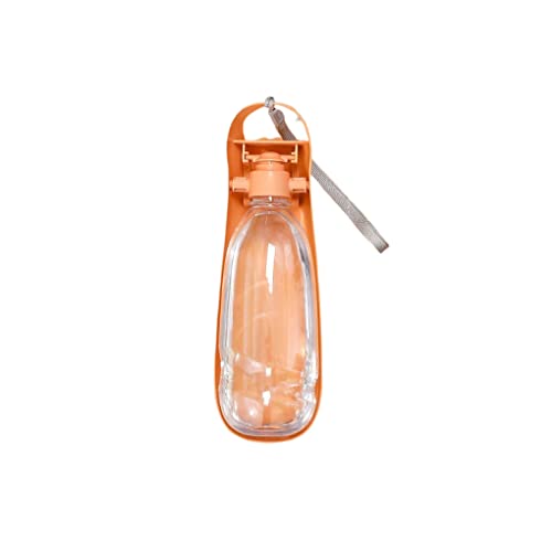 vreplrse Haustier Wasserflasche mit Umhängeband, faltbarer, multifunktionaler Spender, auslaufsicher, begleitender Wasserkocher, Orange von vreplrse