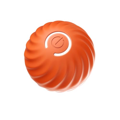 vreplrse Langlebiger und verschleißfester Rollball für Haustiere, nachhaltig für endloses Spielen, intelligenter, selbstbeweglicher TPR Ball mit 2 Modi, Orange von vreplrse