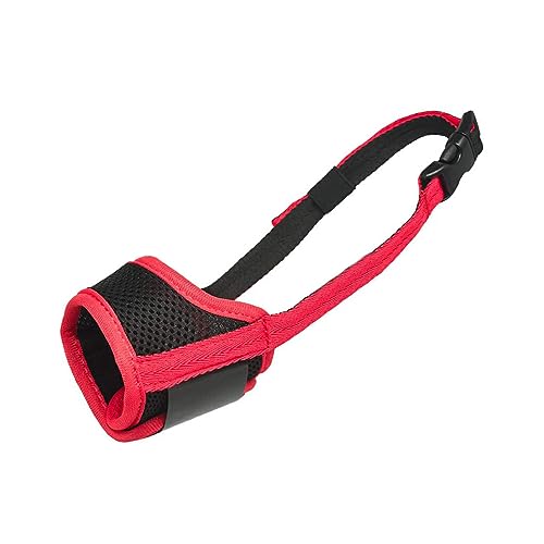 vreplrse Nylon Hundemaske gegen Bellen – selbstverstellbar und atmungsaktiv und professionell. Anti Biss Masken sind angenehm zu tragen, Rot, XL von vreplrse