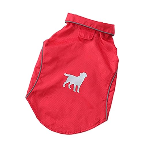 vreplrse Wasserdichter Hunde Regenmantel, pelziger Freund, trocken und bequem bei regnerischen Spaziergängen, wasserfeste Beschichtung, Polyester Hunde Regenmantel, Rot, L von vreplrse