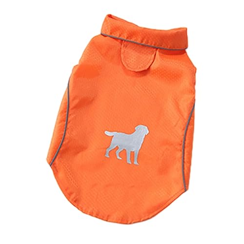 vreplrse Wasserdichter Hunde Regenmantel, pelziger Freund, trocken und bequem bei regnerischen Spaziergängen, wasserfeste Beschichtung, Polyester Hunde Regenmantel, orange, S von vreplrse