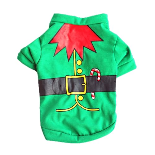 vsilay Lianxue Hundeweste mit Weihnachtsmann-Muster für Welpen, Weihnachtselfe und grüne Kleidung, festliche Welpenweste und grünes Thema von vsilay
