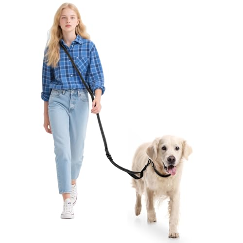 vsshe Freihandleinen Hundeleine, 2.5m Joggingleine Hunde, Verstellbarer Hüftgurt & Dehnbare Bungee-Leine, Lange Hundeleine mit Sicherheitsschnalle & Reflektierenden Nähten für Klein Mittel Groß Hunde von vsshe