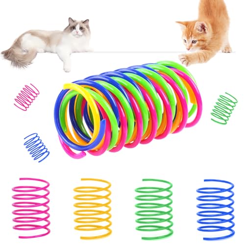 Vsshe Katzenspielzeug Spirale - 24 Stück Kunststoff BPA-Freie Spiralfedern - Buntes Neuheit Haustiere Spielzeug für Katzen von vsshe