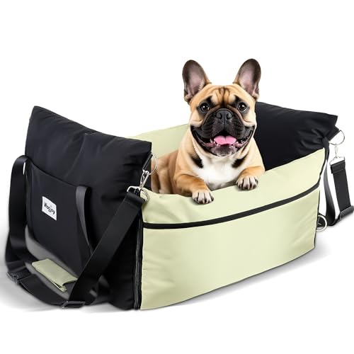 Wagjoy Hunde-Autositz für kleine Hunde, mehrere Taschen, wasserdichte Haustier-Sitzerhöhung für Auto, Sicherheitsleine zum Anklippen und verdickter Memory-Schaum, tragbares Reisebett für Welpen bis zu Wagjoy Hunde-Autositz für kleine Hunde, mehrere Taschen, wasserdichte Haustier-Sitzerhöhung für Auto, Sicherheitsleine zum Anklippen und verdickter Memory-Schaum, tragbares Reisebett für Welpen bis zu von wagjoy