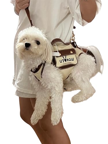 Wakytu Hundegeschirr, verstellbare Hundeleine mit kleiner Leckerli-Tasche, passend für die meisten Autos, Größe M von wakytu
