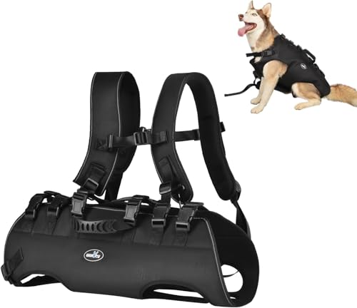 Wakytu Hundehebegeschirr für Große Hunde Notfallrucksack Hundetragetasche für Behindert Gelenkverletzungen Ältere Hunde Treppen rauf und runter Autos Hundetragetuch 30-40KG von wakytu