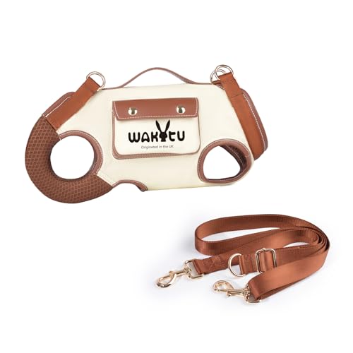 Wakytu Hundegeschirr,Tragehilfe Hund Treppe Tragegeschirr,Hundetasche für kleine Hunde verstellbare gepolsterte atmungsaktive Riemen Bequem und Modisch （M,Beige） von wakytu