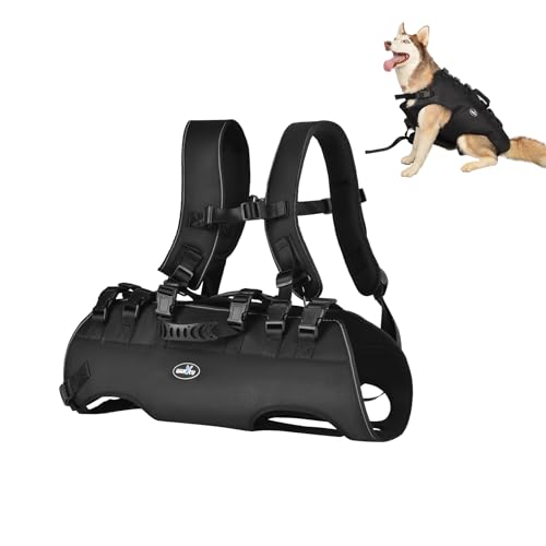 Wakytu Hundehebegeschirr für Große Hunde Notfallrucksack, Hundetragetasche für Behindert, Gelenkverletzungen, Ältere Hunde Treppen rauf und runter, Autos Hundetragetuch (66-88LBS) von wakytu