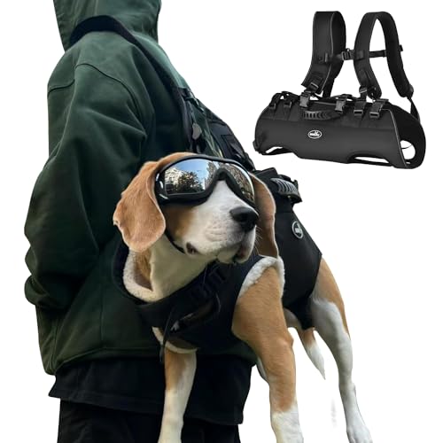 Wakytu Hundetasche für Kleine Hunde Notfallrucksack, Hundetragetasche für Behindert, Gelenkverletzungen, Ältere Hunde Treppen rauf und runter, Autos Hundetragetuch (Schwarz S) von wakytu