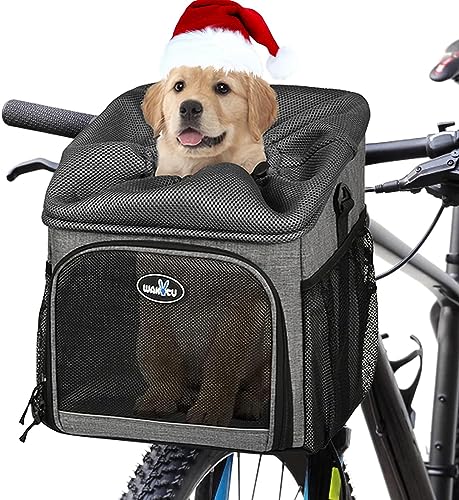 Fahrradkörbe für Hunde, Fahrradkorb Vorne für kleine Haustiere, Hunde, Katzen, Hunde Autositz Abnehmbarer Fahrrad HundekorbSchnellentriegelung, einfache Installation… von wakytu