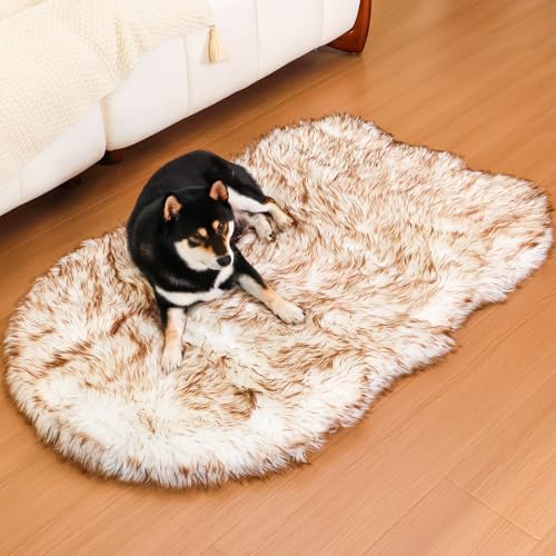 walnest Hundebett aus Kunstfell, 127 x 76,2 cm, Memory-Schaum, Hundebett mit weichem, flauschigem, maschinenwaschbarem Kunstfellbezug, orthopädisches Plüsch-Hundebett für kleine, mittelgroße und große von walnest