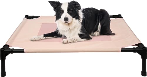 wangji Erhöhtes Hundebett für mittelgroße Hunde, erhöhtes Hundebett für den Außenbereich, Hunde-Hängematte mit waschbarem und atmungsaktivem Netz, für drinnen und draußen, 76,2 x 61 x 17,8 cm, Rosa von wangji