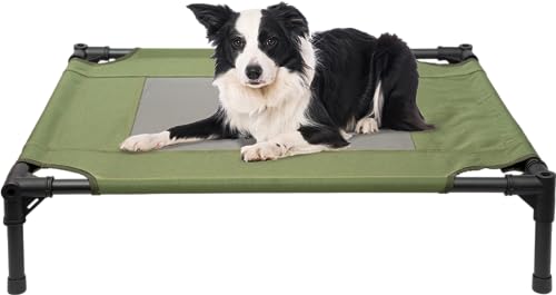 wangji Erhöhtes Hundebett für mittelgroße Hunde, erhöhtes Hundebett für den Außenbereich, Hunde-Hängematte mit waschbarem und atmungsaktivem Netz, für drinnen und draußen, 76,2 x 61 x 17,8 cm, Grün von wangji