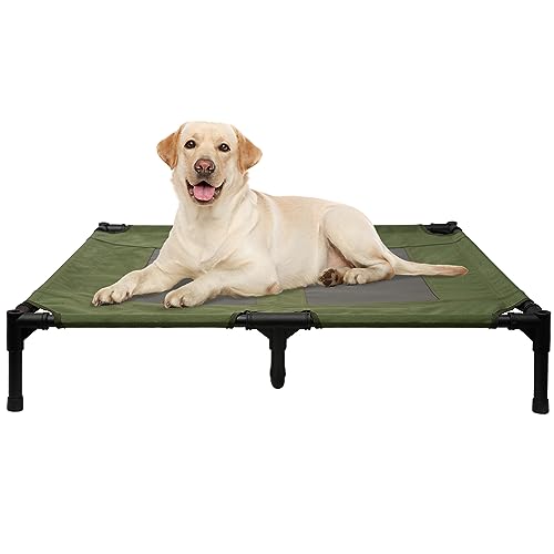 wangji Großes Hundebett, wasserdicht, erhöhtes Bett für Training, erhöhtes Hundebett mit waschbarem und atmungsaktivem Netz, für drinnen und draußen, Grün, 91,4 x 76,2 x 17,8 cm von wangji