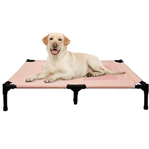wangji Großes Hundebett, wasserdicht, erhöhtes Bett für Training, erhöhtes Hundebett mit waschbarem und atmungsaktivem Netz, für drinnen und draußen, Rosa, 91,4 x 76,2 x 17,8 cm von wangji