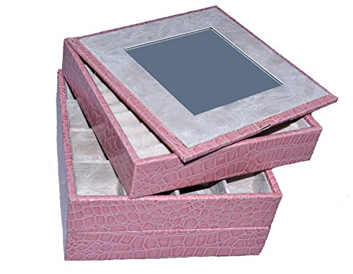 warenplus2014 Schmuckkasten aus Kunstleder, quadratisch (rosa) von warenplus2014