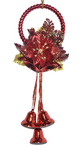 warenplus2014 2er Set aufhängbare Weihnachtsglocken mit Blumen- und Obstdekoration in rot a von warenplus2014