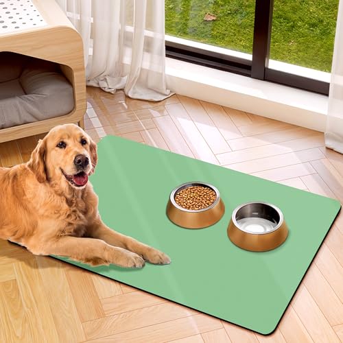 Hundenapf-Matte für Wasser und Futter, schnell trocknend, wasserabsorbierende Matte, rutschfest, Hundezubehör, Haustier-Futtermatte, Jade, 30,5 x 48,3 cm von weesire