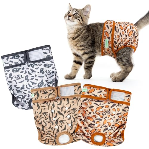 Wegreeco Katzenwindeln, Katzenwindeln für männliche und weibliche Inkontinenz, wiederverwendbar, verstellbar, hochsaugfähig (3 Stück, klein) von wegreeco